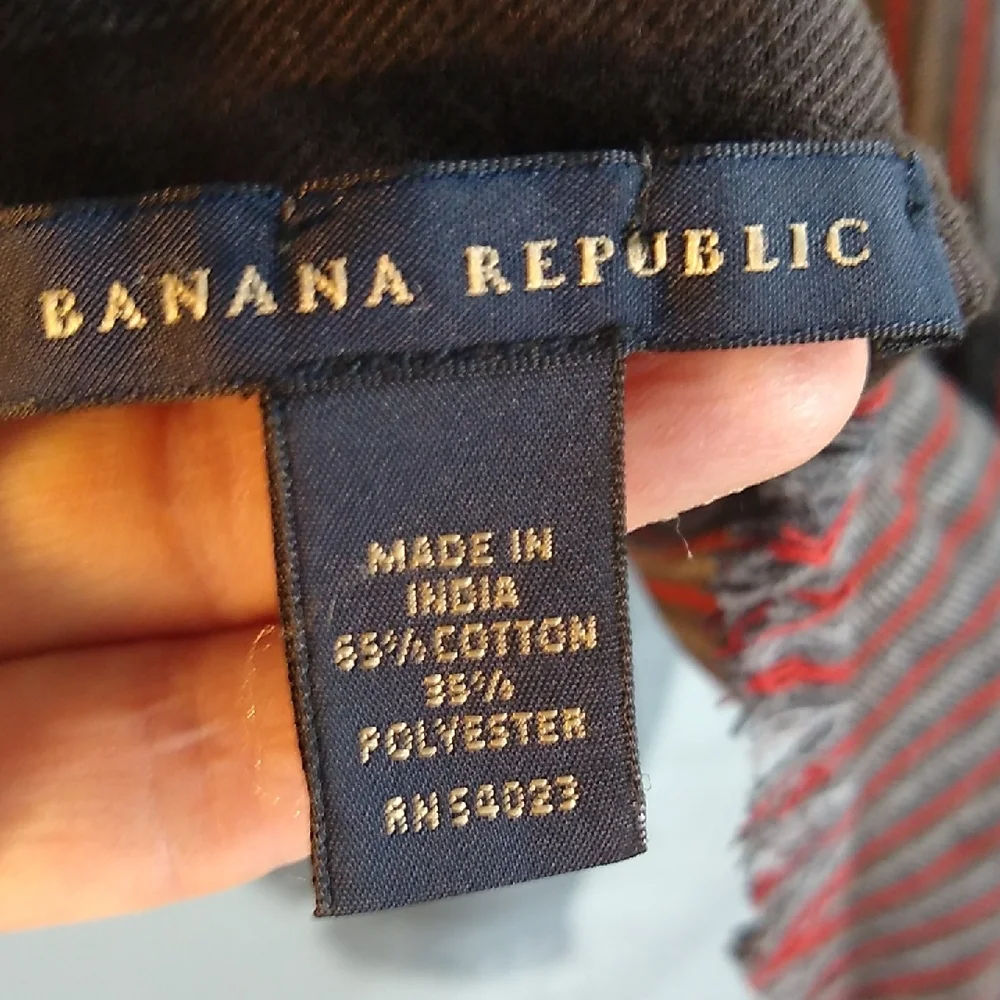Banana Republic Red and Gray/Brown Striped Scarf
